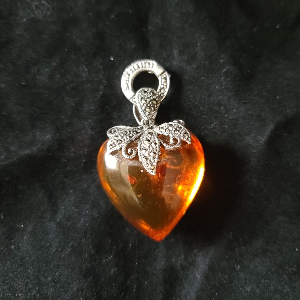Sterling Silver and Synthetic Amber Pendant Charm